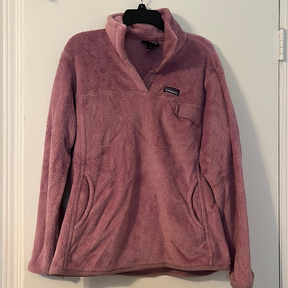 Pink Patagonia button quarter zip Size XL